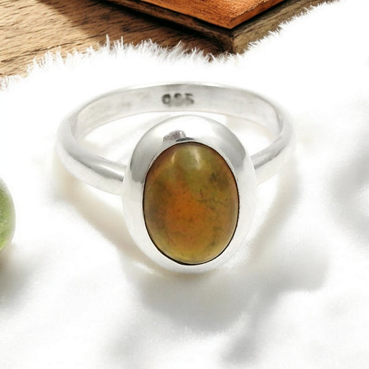 Oval Black Opal Stone Wife Birthday Band Anniversary Ring 925 Solid Silver