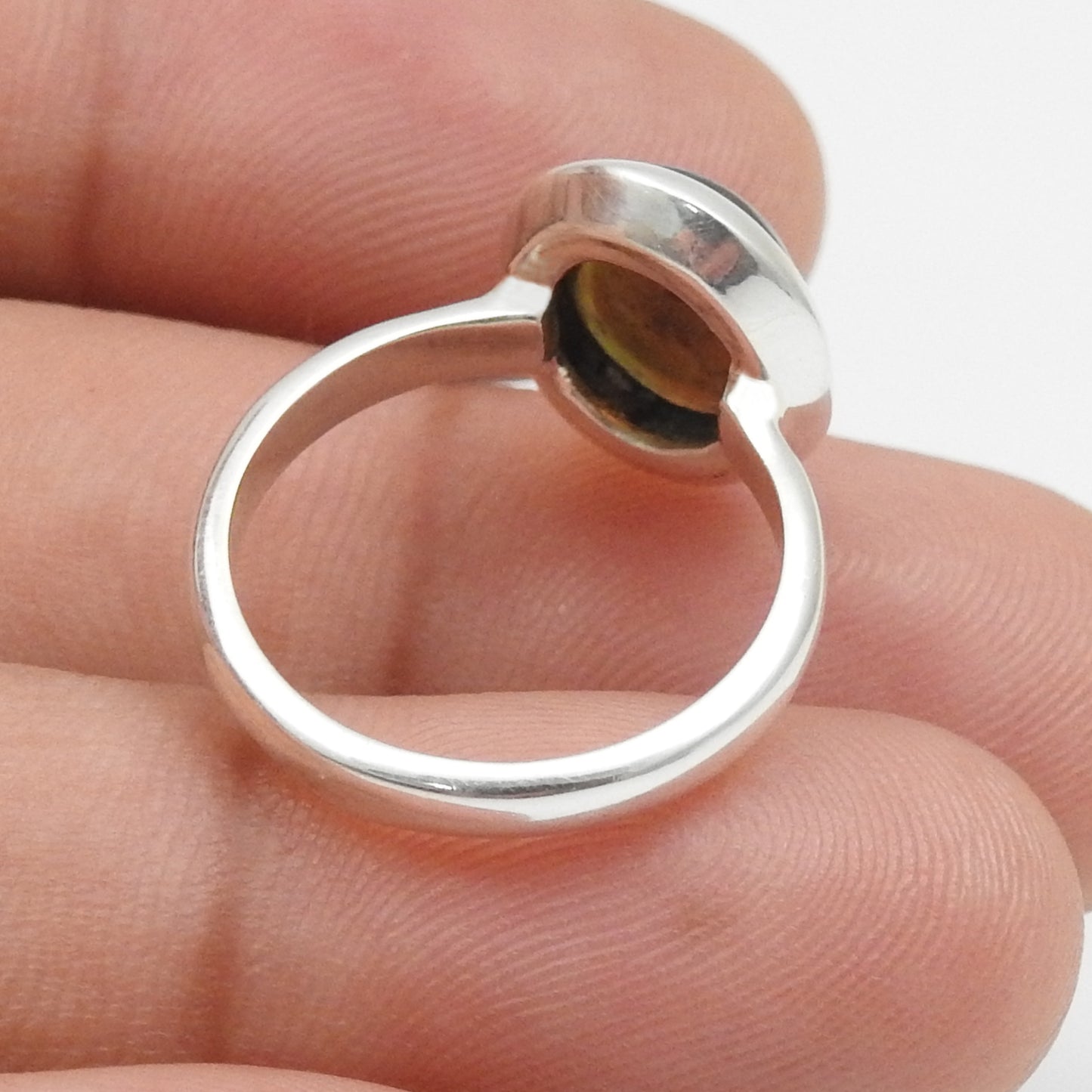 Black Opal Gemstone Solid Sterling Silver Cocktail Bezel Ring Jewelry