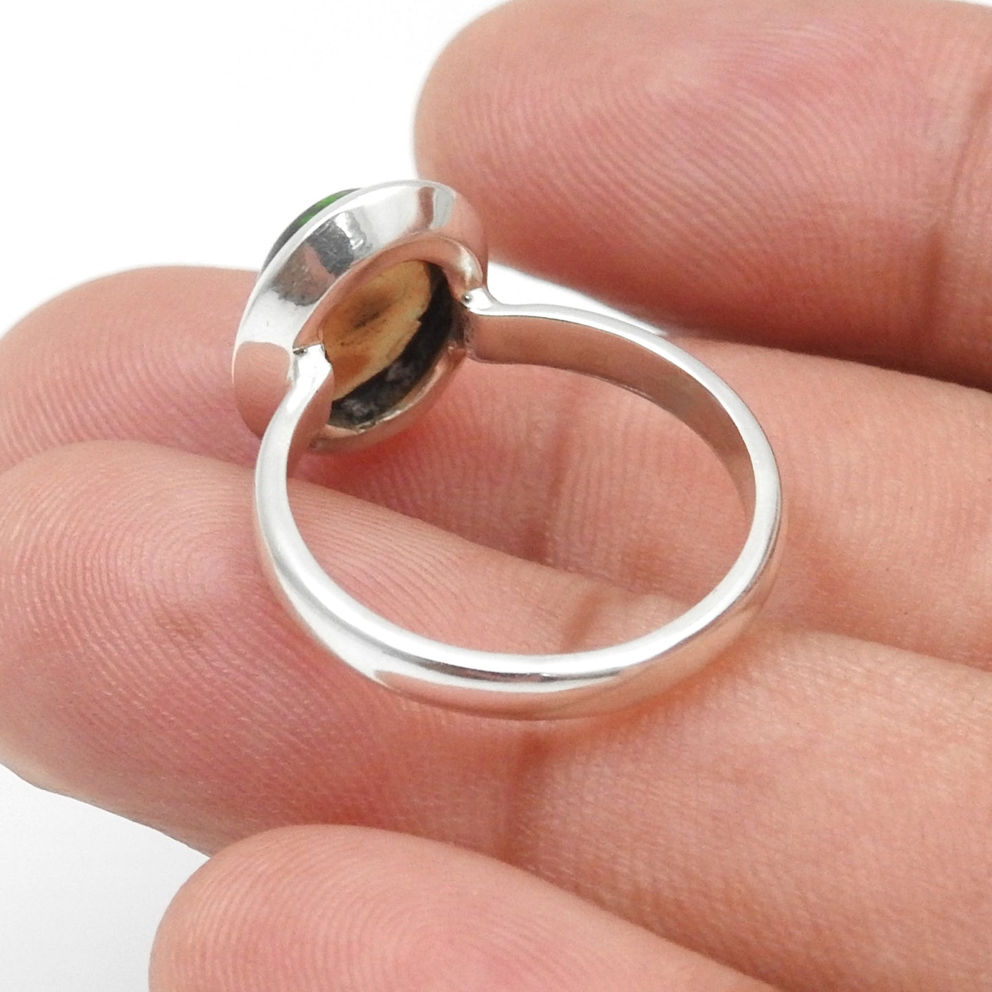 Natural Black Opal 925 Sterling Silver Statement Birthday Cocktail Handmade Ring