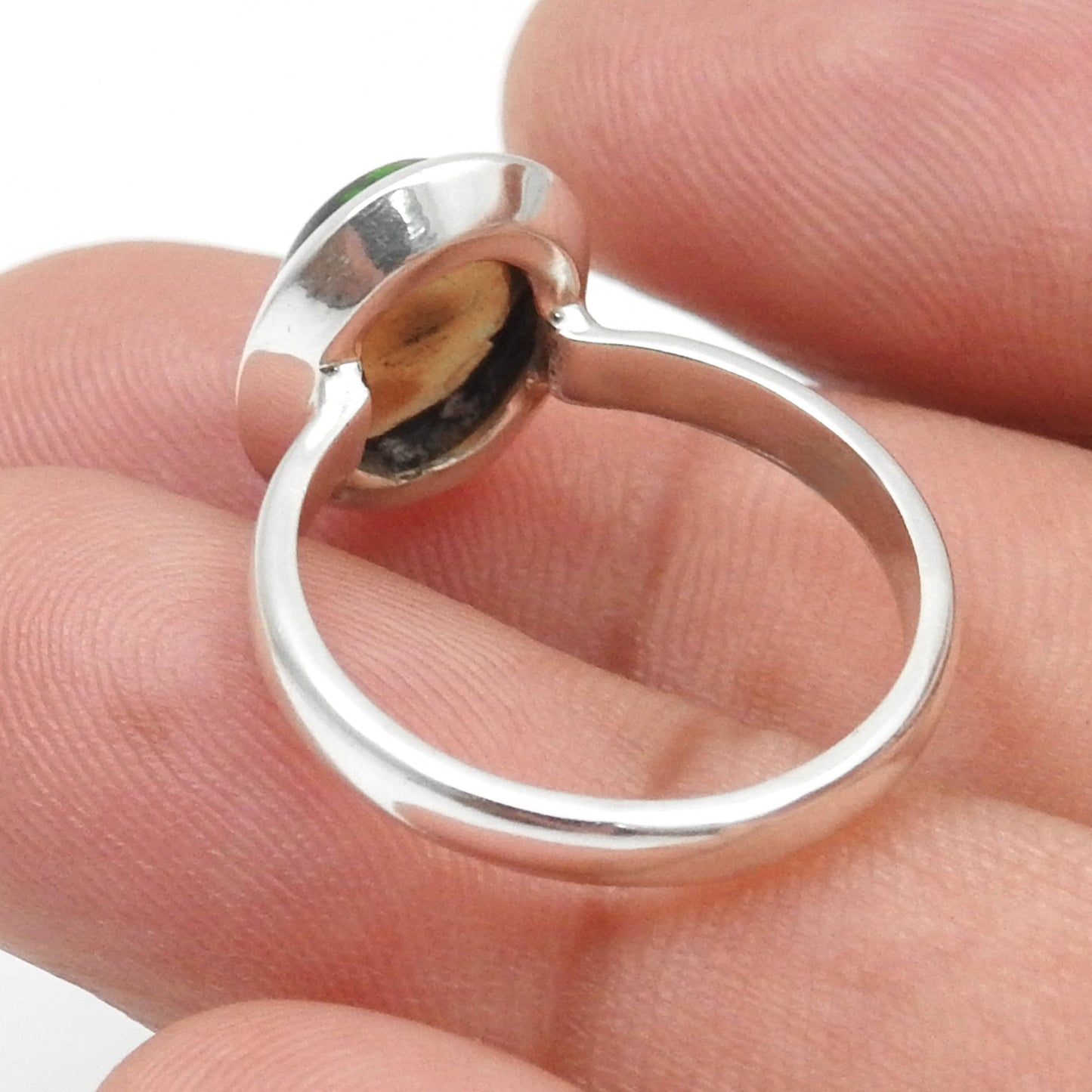 Christmas Gift Natural Black Opal Ethnic Engagement New Band Ring Solid Silver