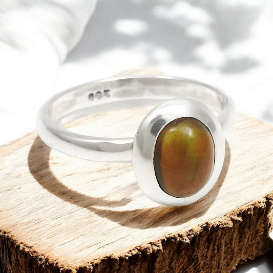 Black Opal Stone Statement Bezel Cocktail Anniversary Ring Jewelry 925 Silver