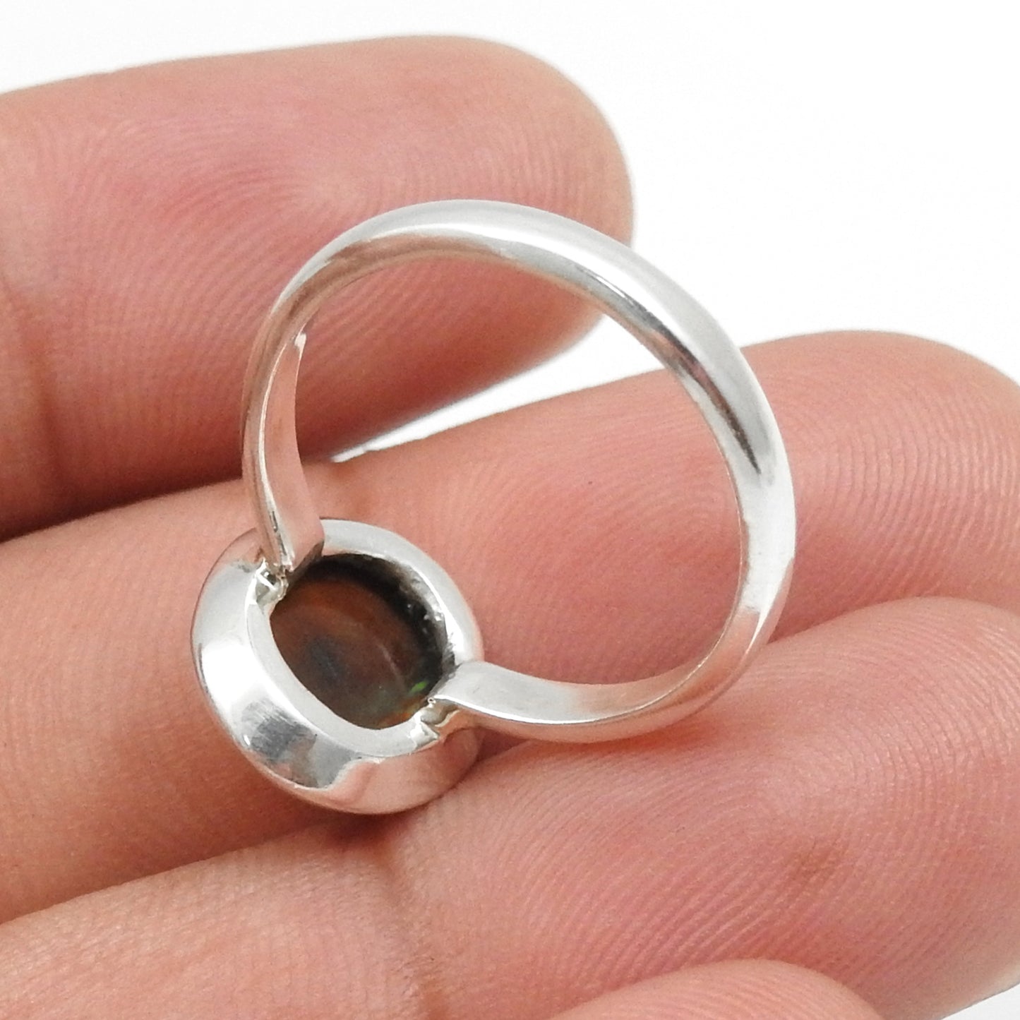 Oval Black Opal Gemstone Band Daughter Ring Jewelry 925 Sterling Silver