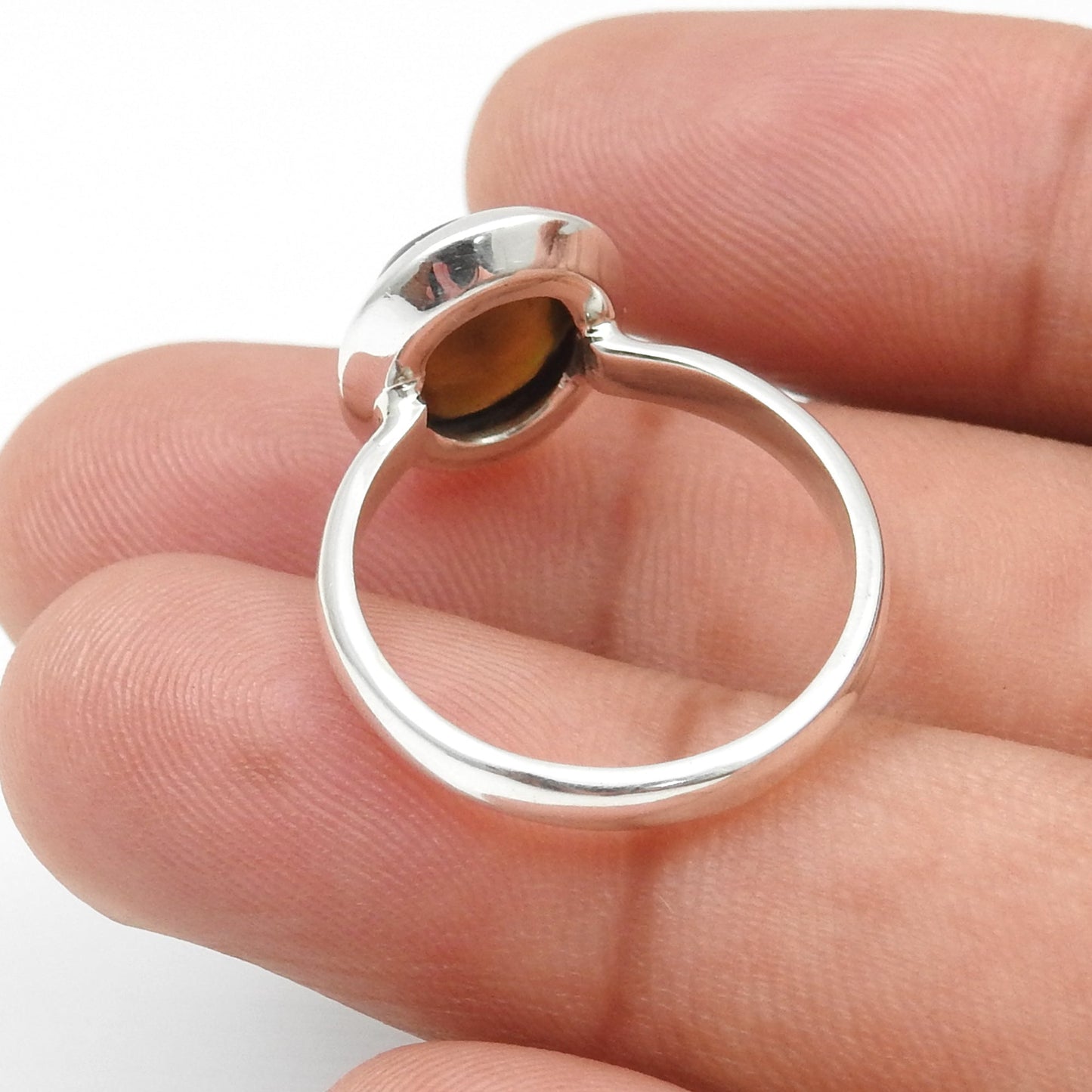 Christmas Gift Oval Black Opal Stone 925 Solid Silver Bezel New Band Ethnic Ring