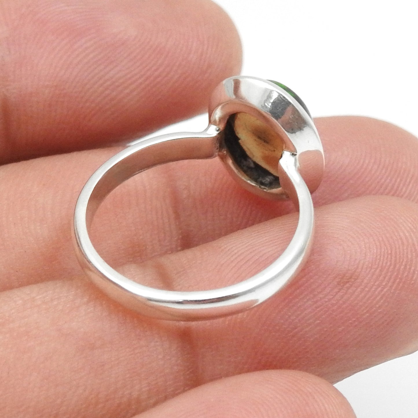Black Opal Stone 925 Silver Bezel Wedding Cocktail Sister Boho Ring Jewelry