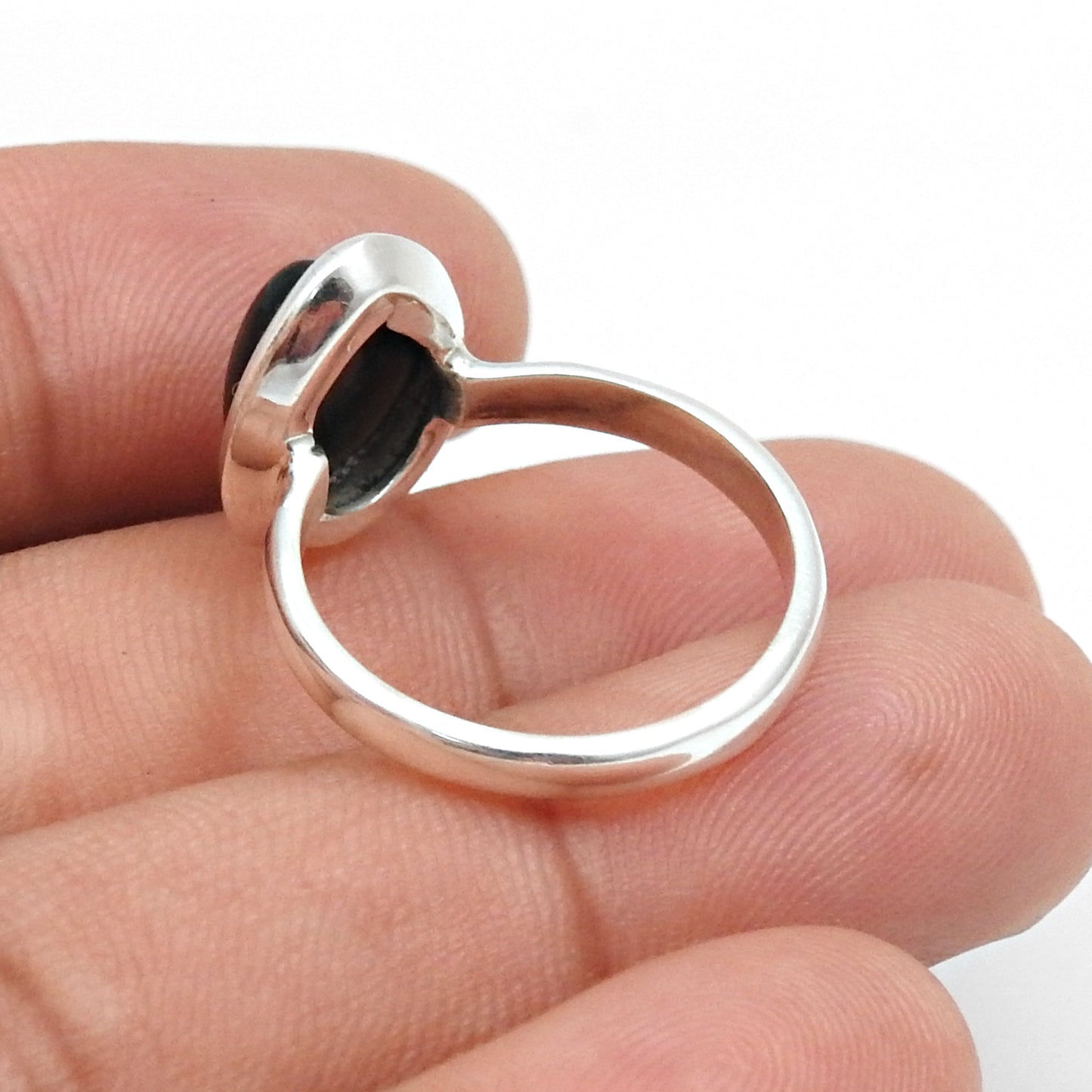 Pear Black Opal Gemstone Solid Silver Statement Bezel Cocktail Boho Ring Jewelry