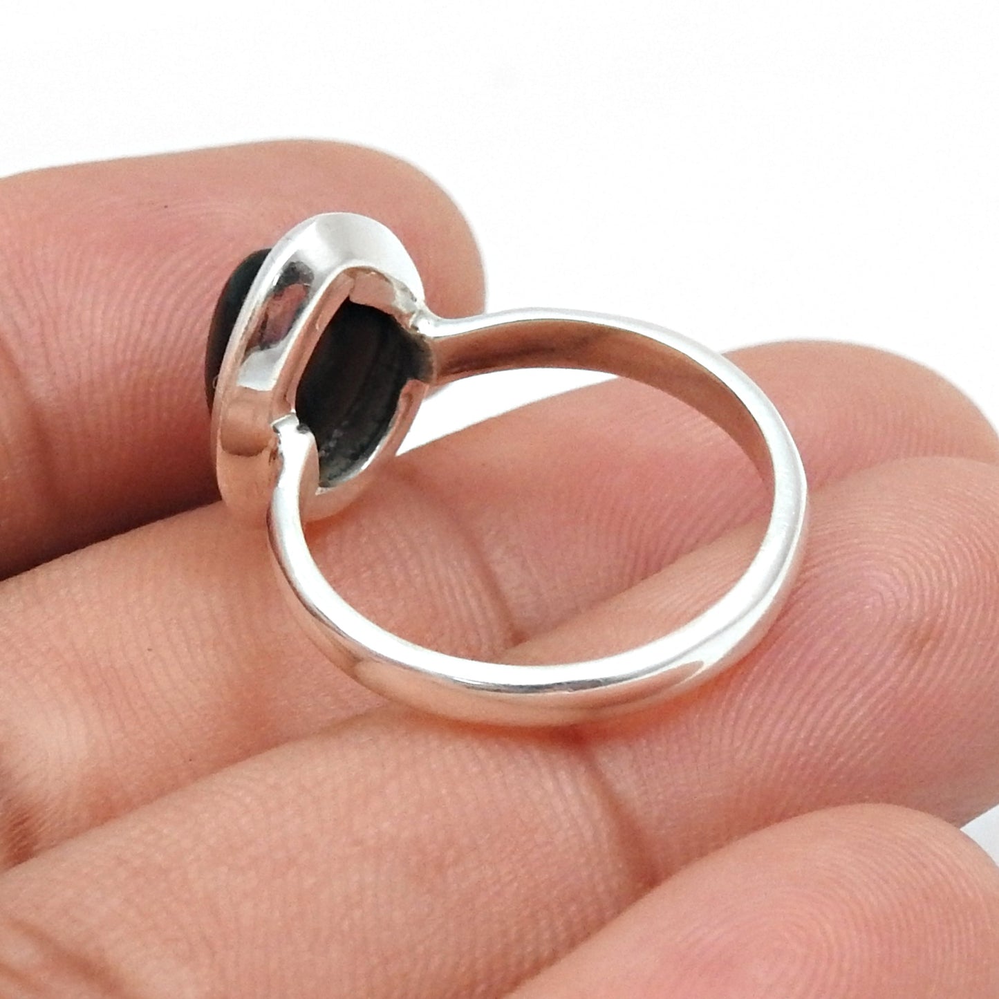Natural Black Opal Wedding Bezel Cocktail New Ring Jewelry Solid Sterling Silver