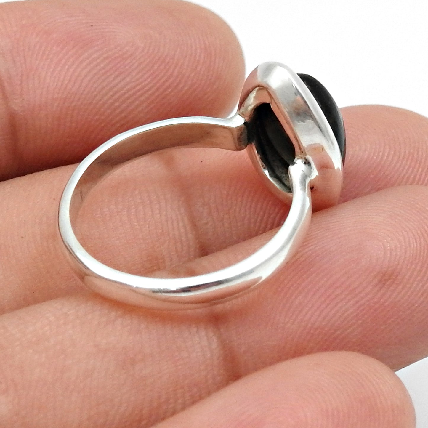 Pear Natural Black Opal 925 Sterling Silver Statement Bezel Cocktail Wife Ring