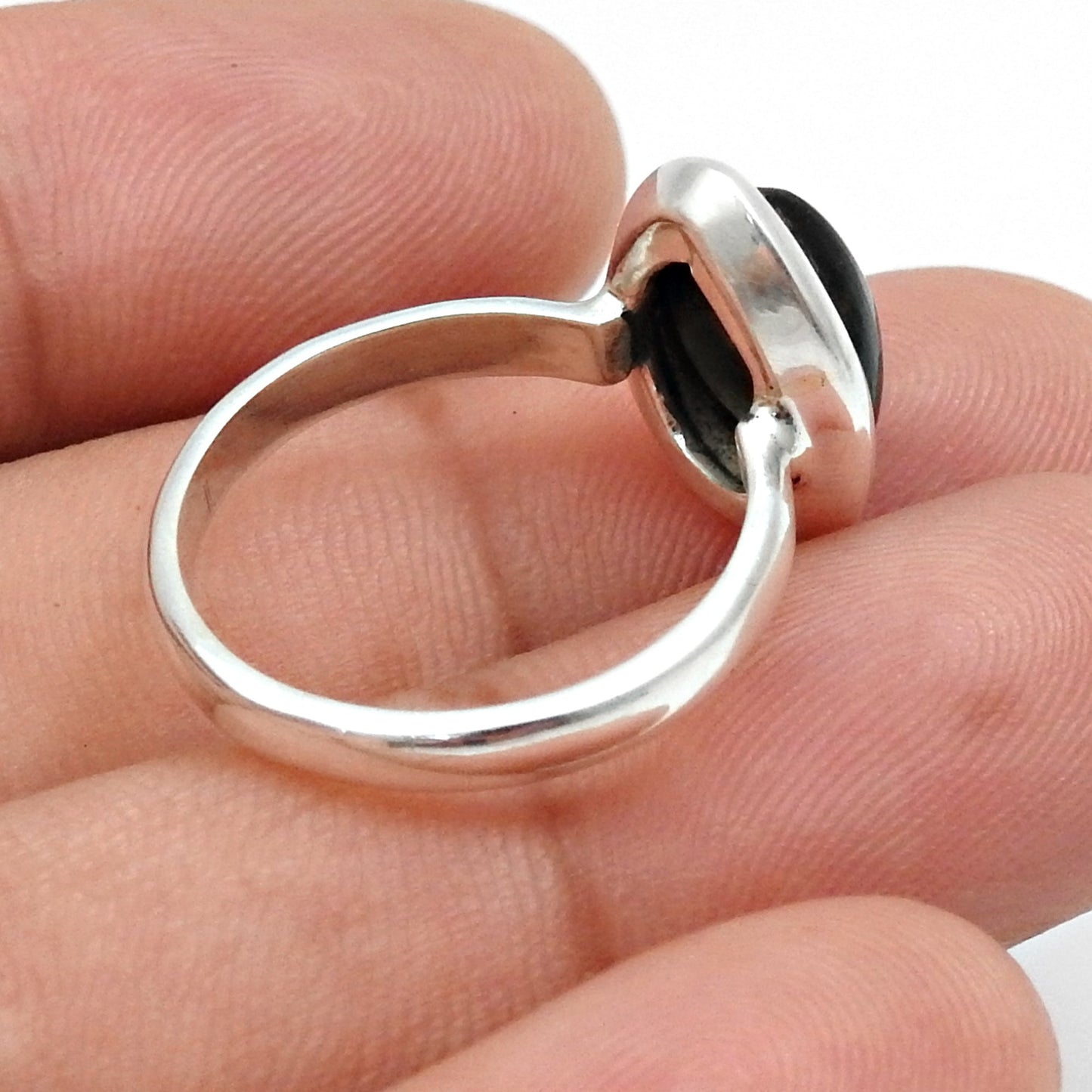 Pear Natural Black Opal 925 Sterling Silver Statement Bezel Cocktail Wife Ring