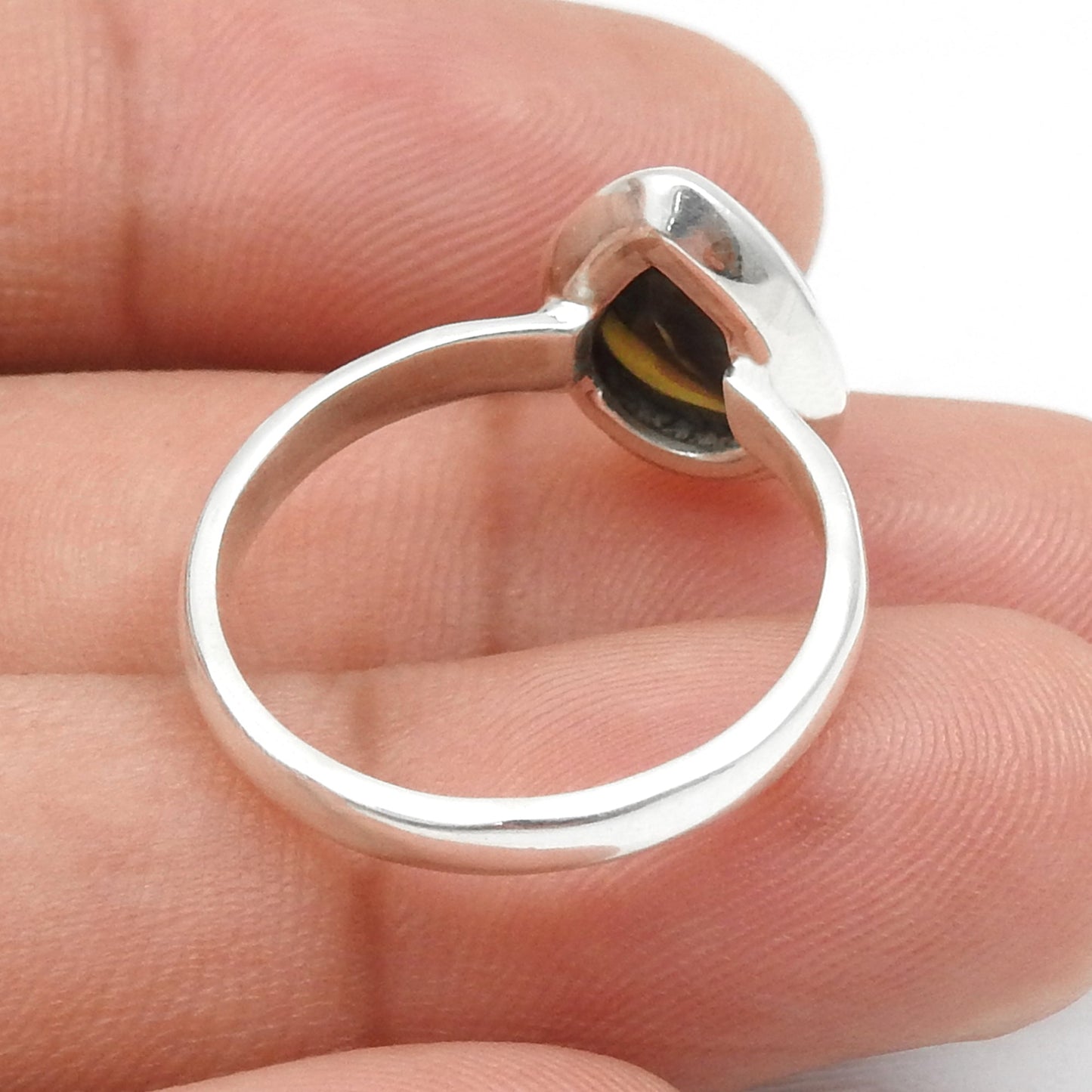 Pear Black Opal Stone 925 Sterling Silver Artisan Elegant Cocktail Ring Jewelry