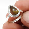 Pear Natural Black Opal Band Christmas Gift Ring Jewelry Solid Sterling Silver