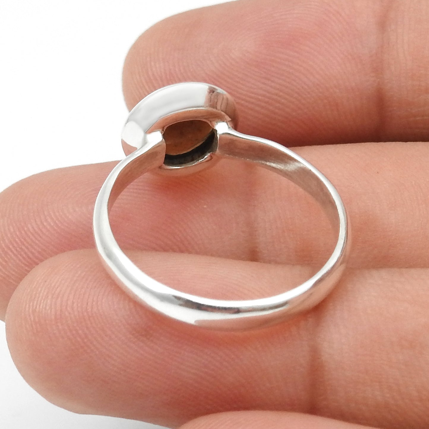 Round Natural Black Opal Solid Silver Sister Bezel Cocktail Anniversary New Ring