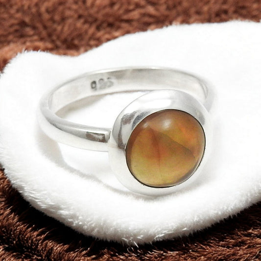 Christmas Gift Round Natural Black Opal 925 Sterling Silver Band Engagement Ring