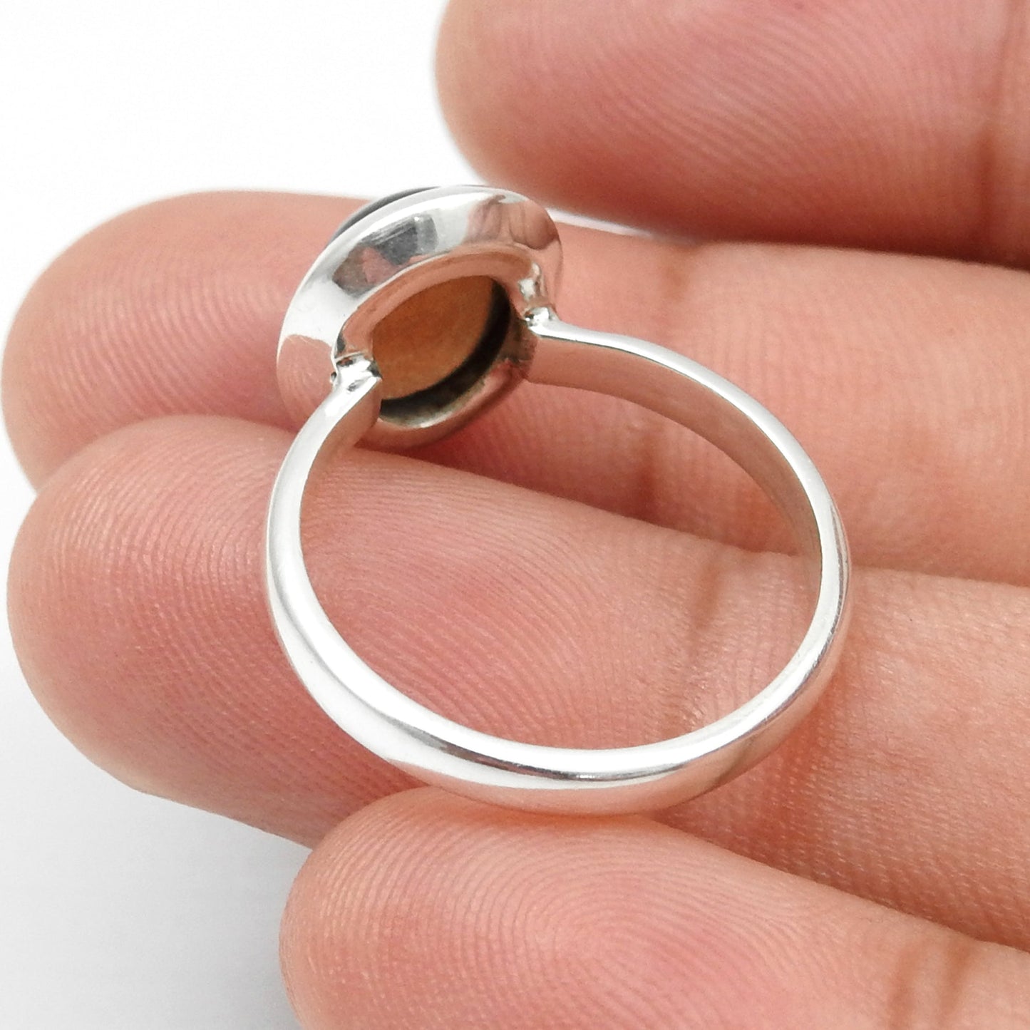 Oval Natural Black Opal Bezel Cocktail Wedding Mother Ring Solid Silver