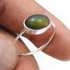 Natural Black Opal 925 Silver Engagement Promise Trendy Band Bezel Ring