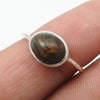 Oval Black Opal Gemstone Sterling Silver Boho Band Promise Ring Jewelry