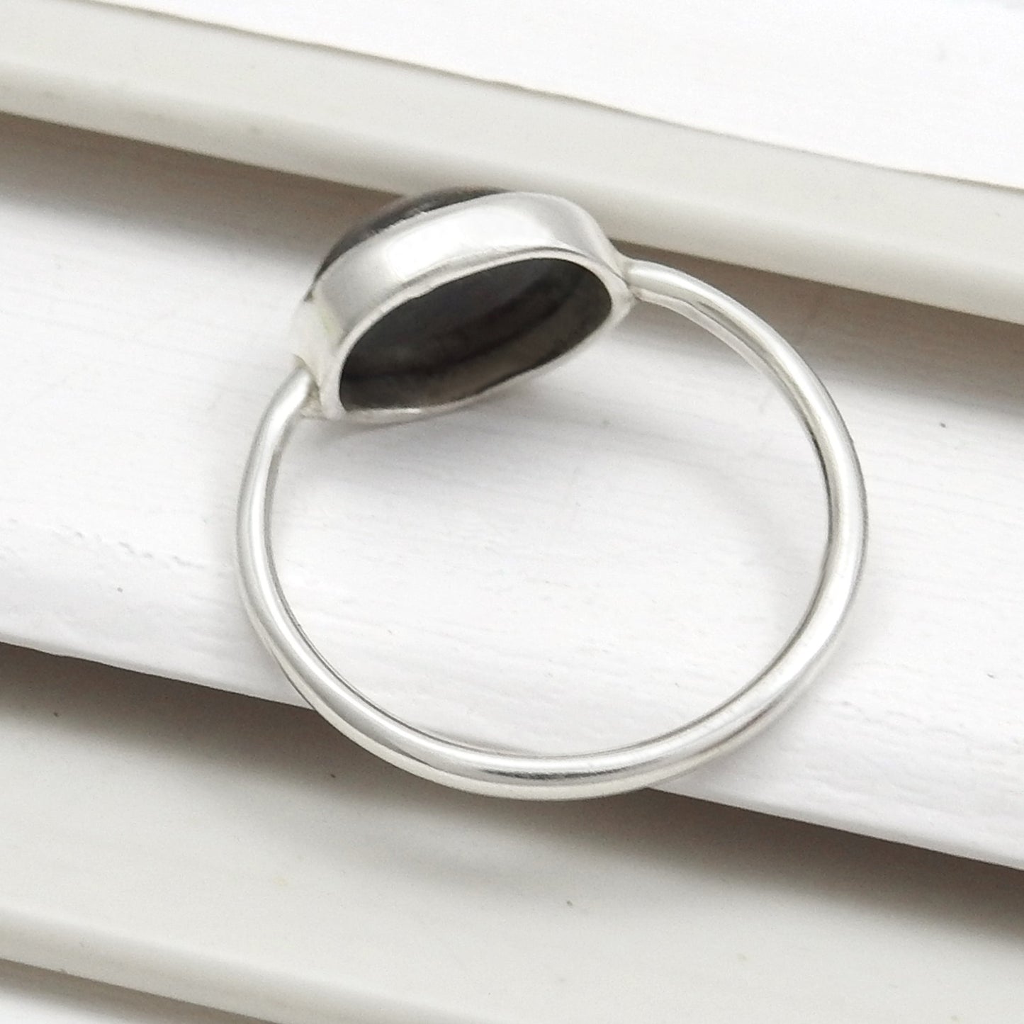 Oval Black Opal Stone 925 Sterling Silver Promise Engagement Band Boho Ring