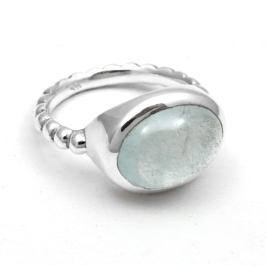Natural Aquamarine Gemstone 925 Sterling Silver Handmade Ring