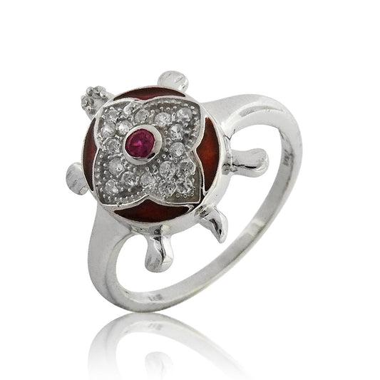 Cubic Zirconia 925 Sterling Silver Turtle Ring Women Jewelry