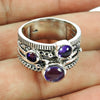 Gift For Woman Natural Amethyst Cocktail Boho Ring 925 Silver Y22