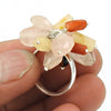 Rose Quartz Carnelian Tiger Eye Gemstone Ring 925 Sterling Silver Vintage Look Jewelry