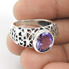 Natural Amethyst Gemstone 925 Silver Wholesale Jewelry Ethnic Ring W10