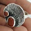 Gift For Women Statement Bohemian Ring 925 Silver Natural Carnelian