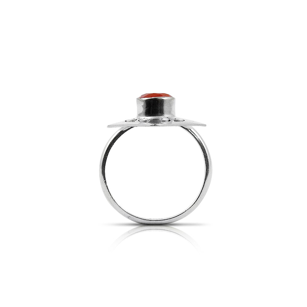 Natural Carnelian Gemstone Solitaire Tribal Ring 925 Sterling Silver W80