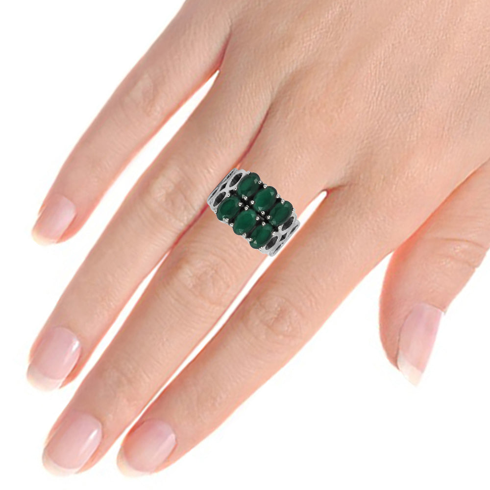 Natural Green Onyx Gemstone Statement Ring 925 Silver Wholesale Jewelry F38