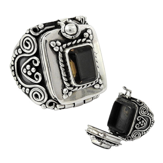 Natural Smoky Quartz 925 Silver Solitaire Bohemian Ring For Women G1