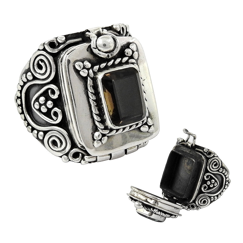 Natural Smoky Quartz 925 Silver Solitaire Bohemian Ring For Women G1