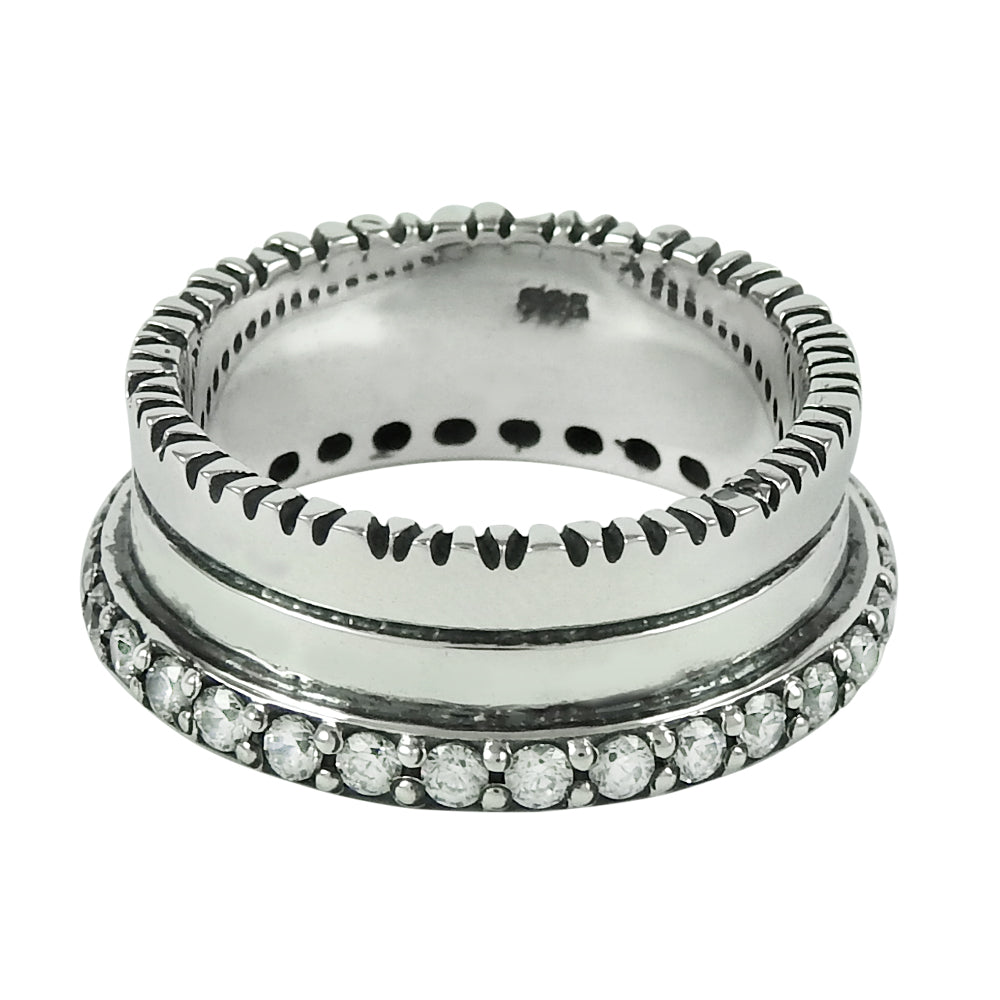 December Birth Cubic Zirconia Stone Wife Band Bezel Ring 925 Solid Silver
