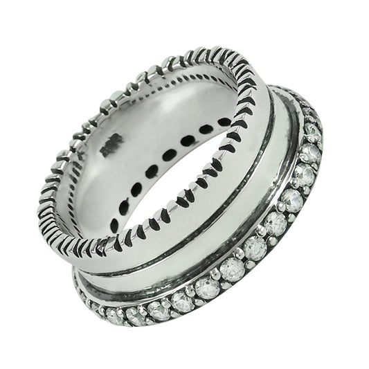 December Birth Cubic Zirconia Stone Wife Band Bezel Ring 925 Solid Silver