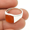 Square Carnelian Stone 925 Solid Silver Handcrafted New Band Elegant Ring