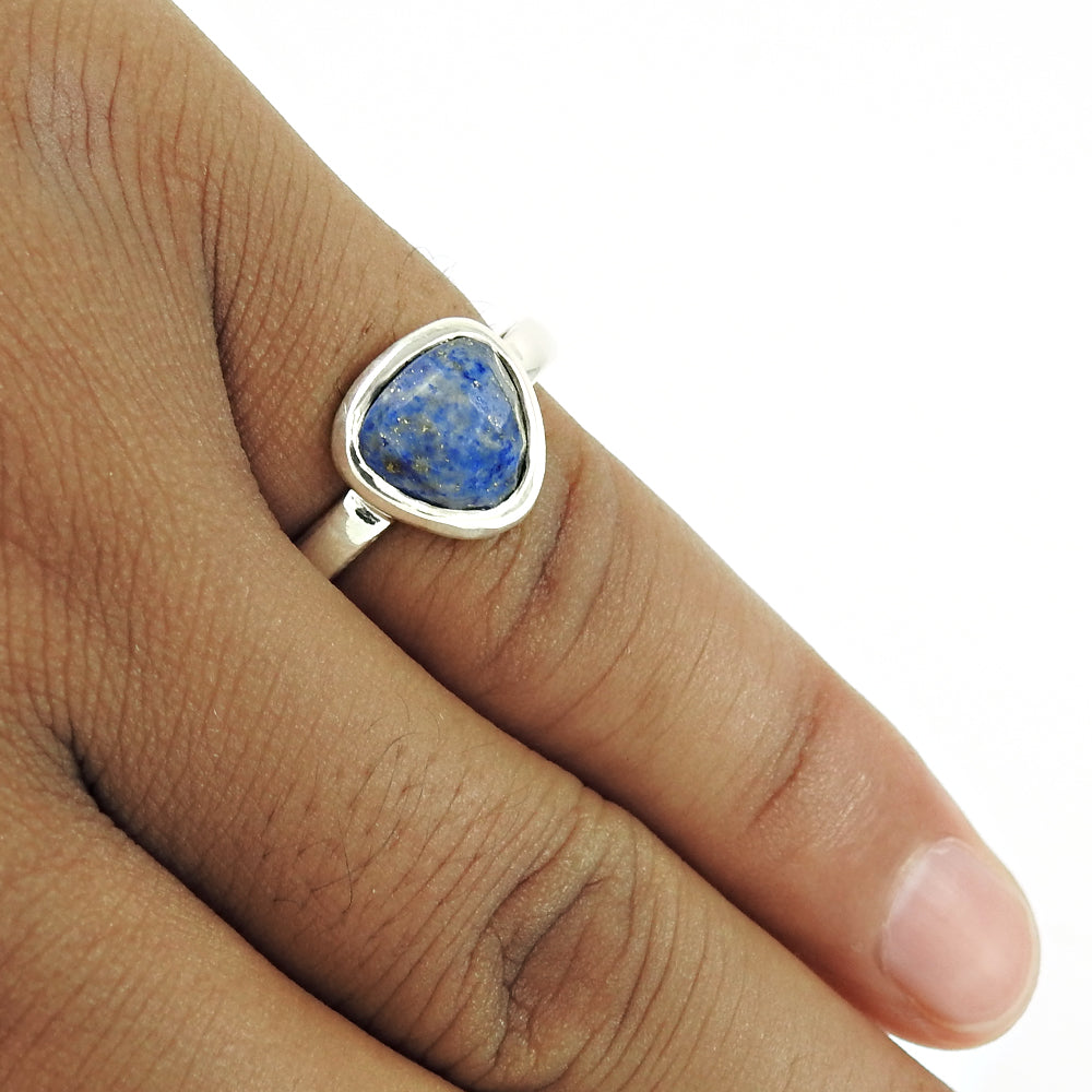 Natural Lapis Lazuli Bohemian Wedding Statement Ring 925 Sterling Silver
