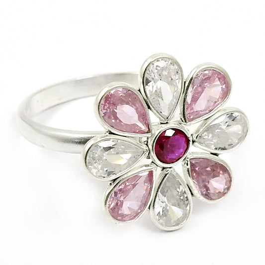 Natural Cubic Zirconia Boho Statement Unique Ring Solid Sterling Silver
