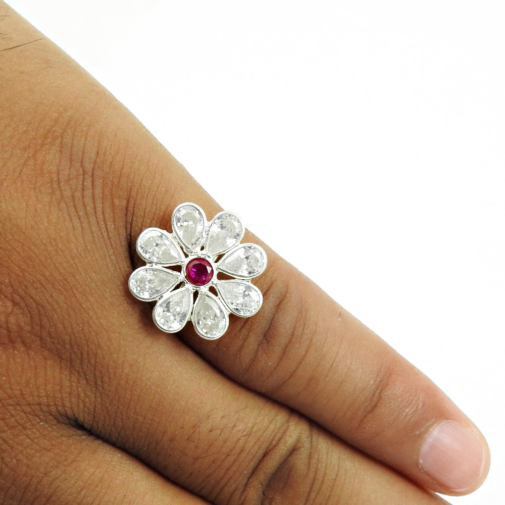 Engagement Ring Cubic Zirconia 925 Solid Silver Cocktail Ring
