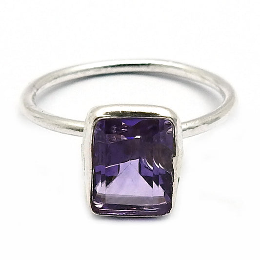 Natural Amethyst Gemstone Cocktail Boho Ring 925 Sterling Silver Q4