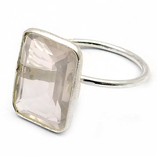 Natural Rose Quartz 925 Silver Solitaire Vintage Ring For Women L16