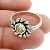 Natural Citrine Gemstone Cocktail Flower Ring 925 Silver For Women H27