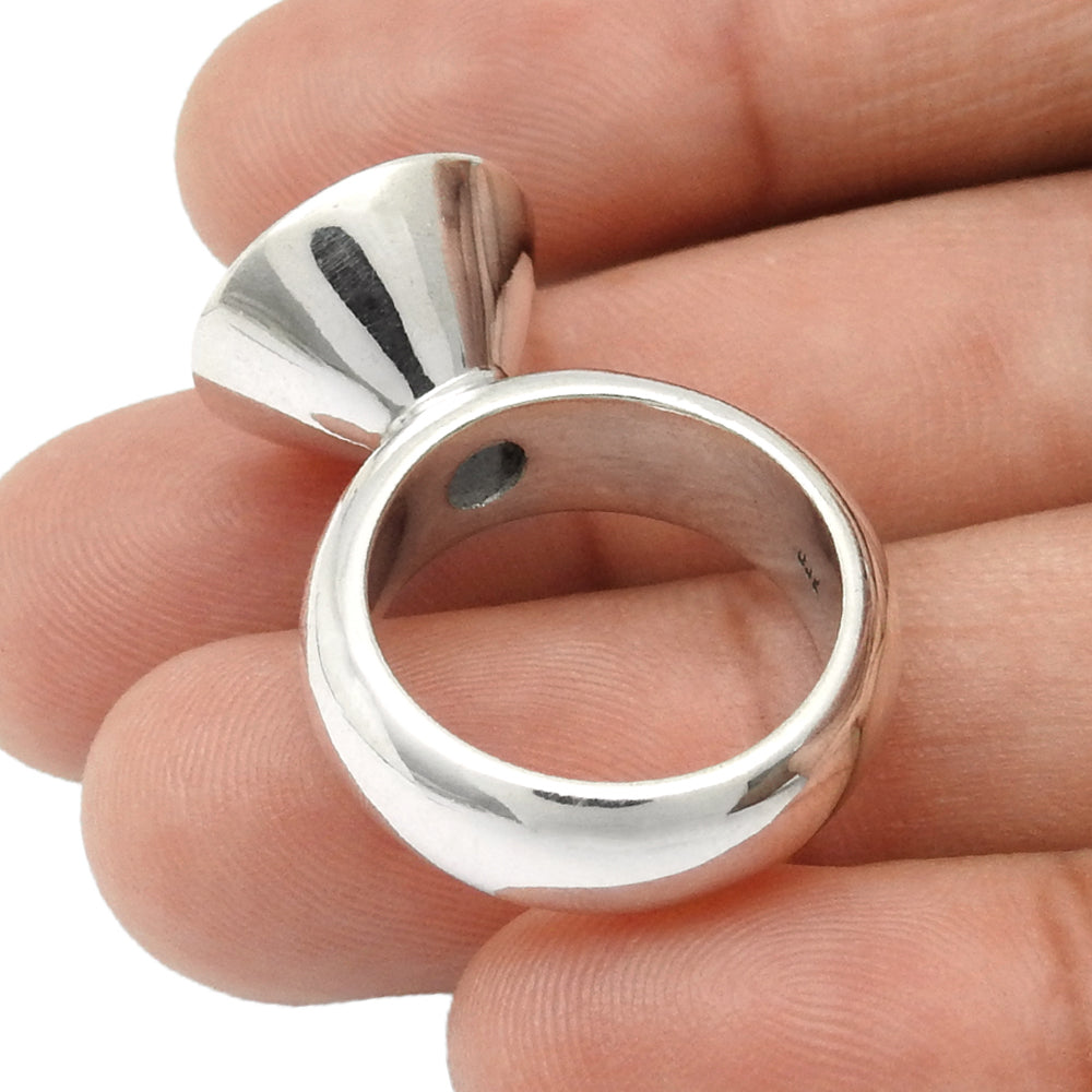 Gift For Woman 925 Silver Natural Rose Quartz Cocktail Ring D28