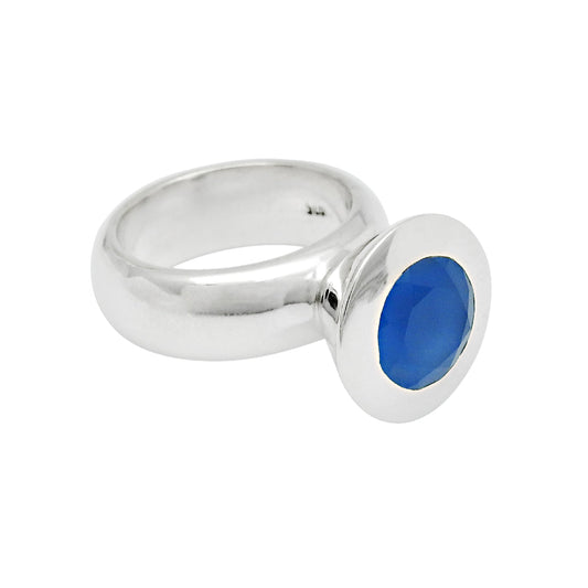 Gift For Woman 925 Silver Natural Chalcedony Gemstone Cocktail Ring F28