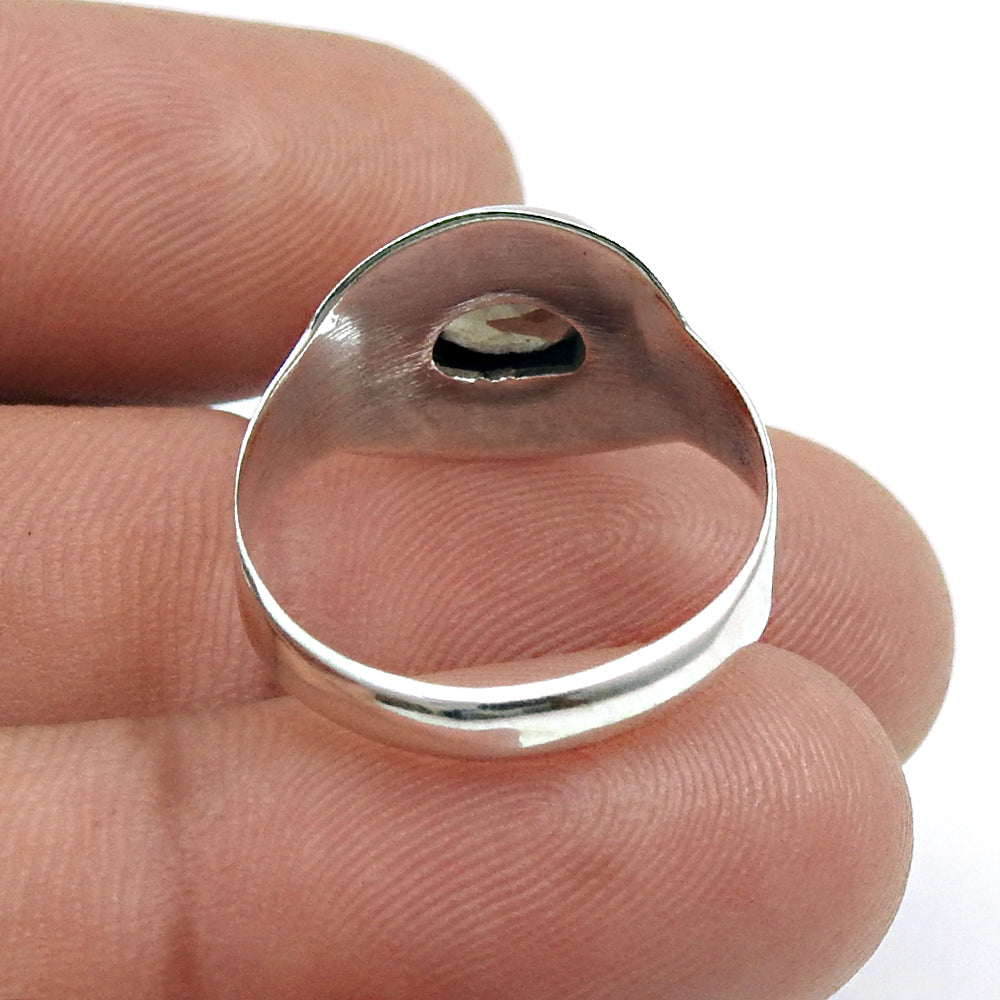 Oval Smoky Quartz Gemstone Elegant Bezel Band Promise Ring Sterling Silver