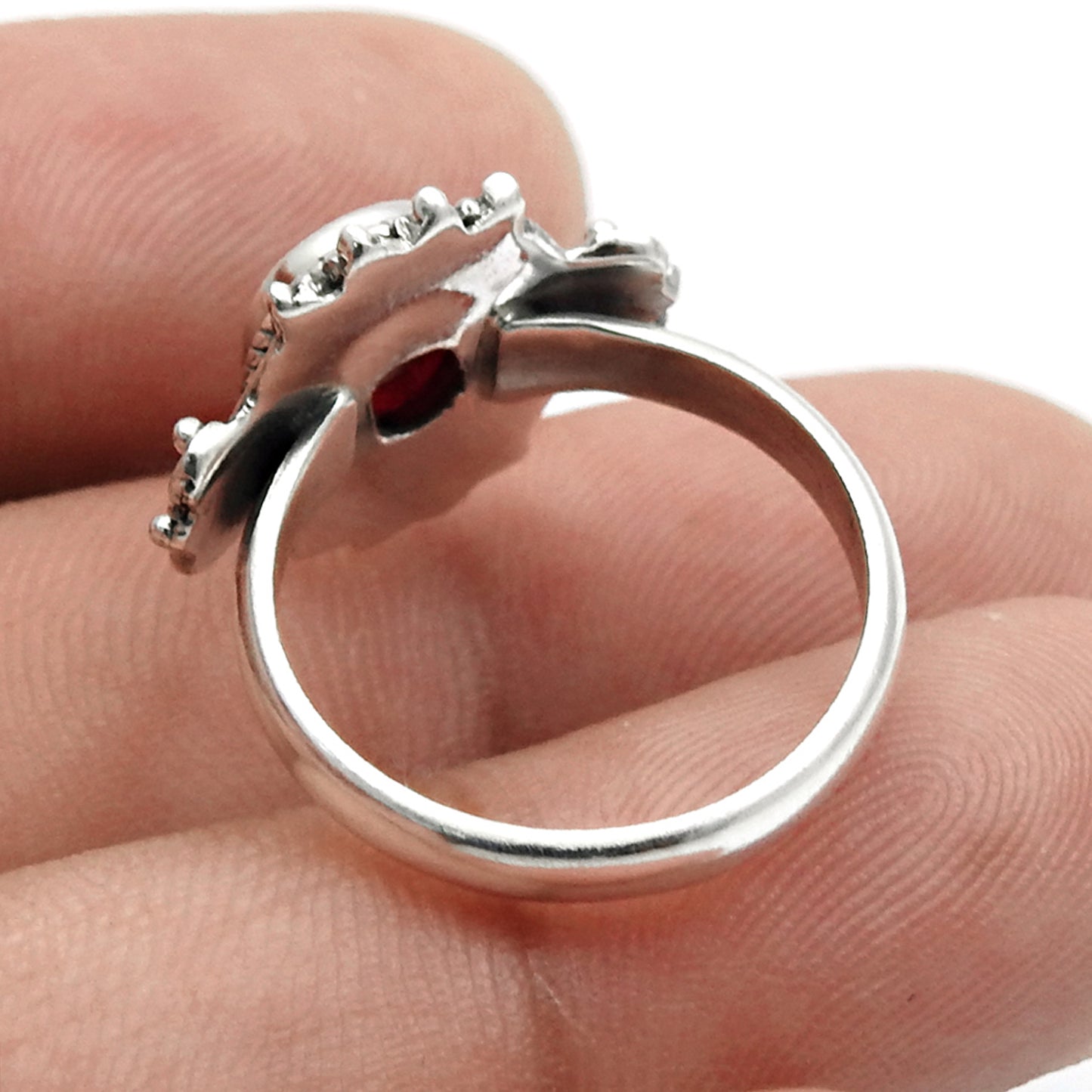 Root Chakra Oval Natural Ruby Sterling Silver Statement Bezel Mother Ring