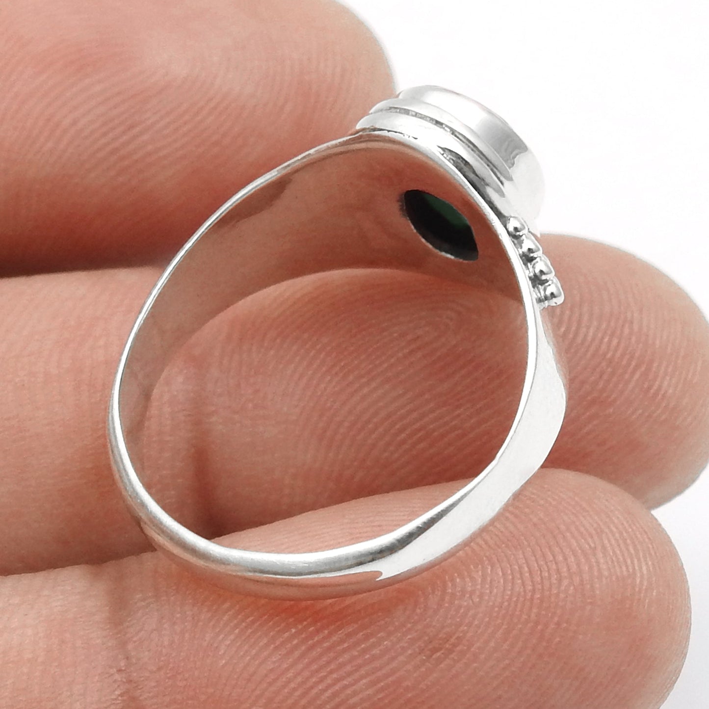 Green Onyx Stone Solid Sterling Silver Artisan Band Christmas Gift Promise Ring