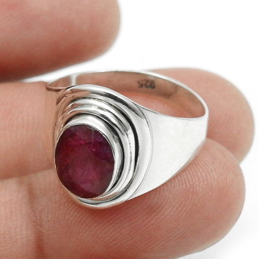 Natural Ruby Band Birthday Daughter Gift Ring Jewelry 925 Solid Silver
