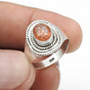 Natural Sun Stone 925 Solid Silver Women Gift Cocktail Ring