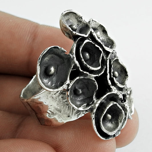Solid Sterling Silver Handmade Ring Unique Artisan Unisex Oxidized Jewelry