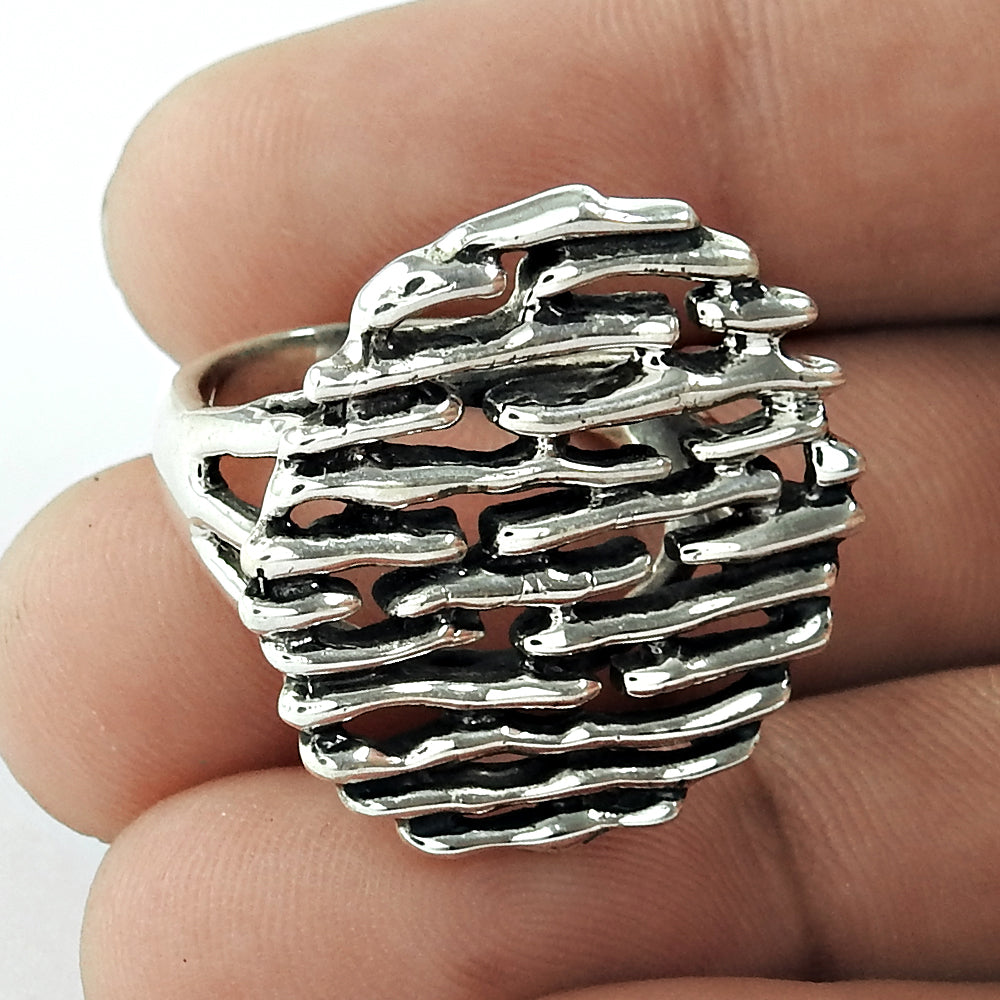 Vintage 925 Silver Handmade Ring Elegant Retro Jewelry for Women