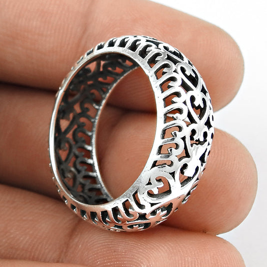 925 Solid Sterling Silver Art Deco Heart Ring