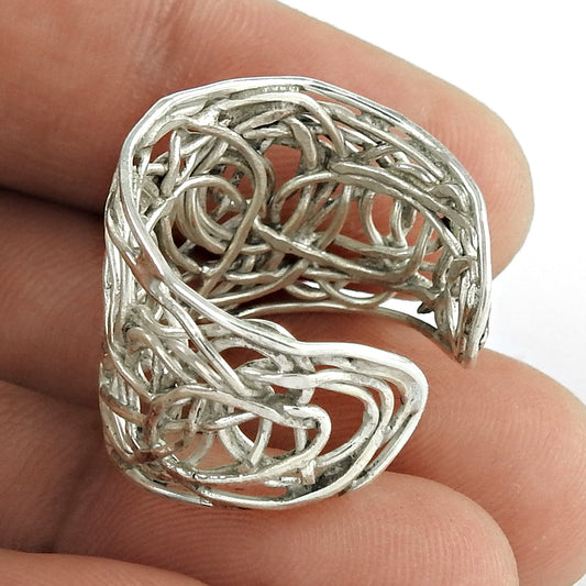 Indian Artisan 925 Solid Sterling Silver Band Filigree Ring
